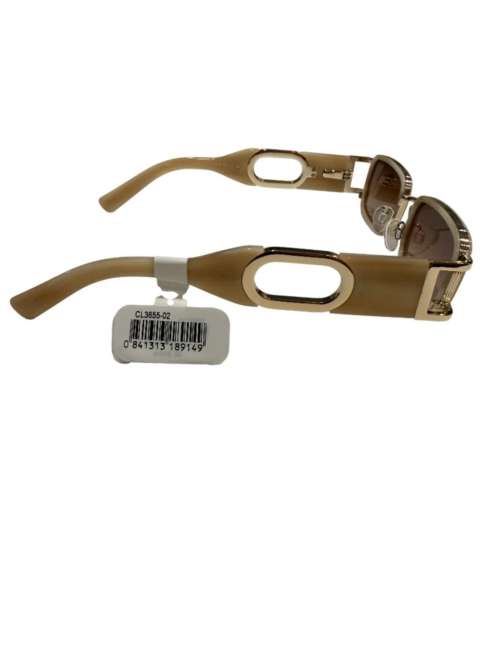NEW CAROLINA Lemke Axis Beige Brown Gold Rectangular Sunglasses